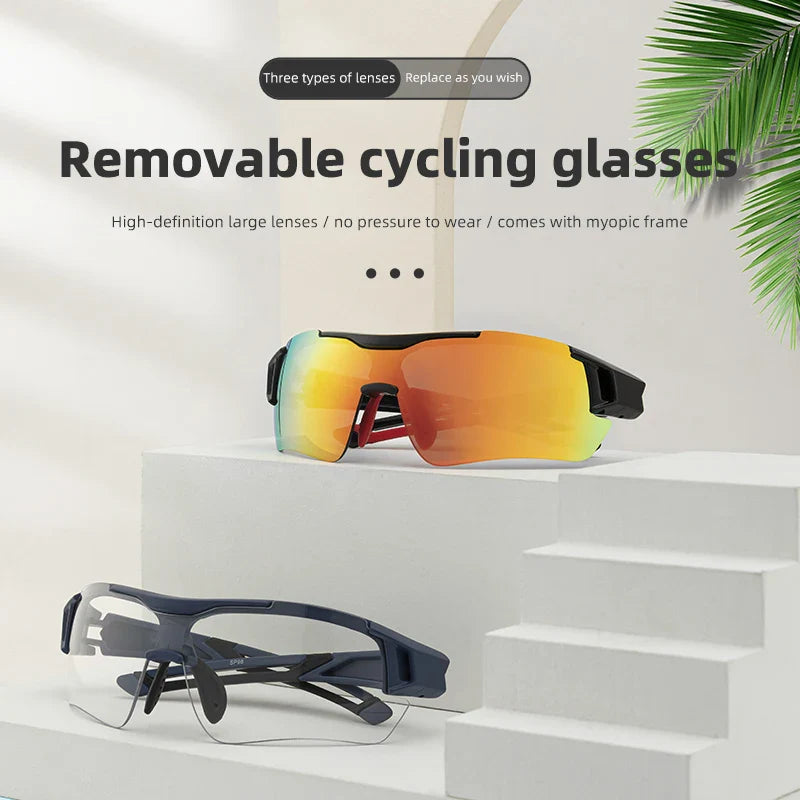 ROCKBROS Polarized Cycling Glasses for Men – 5 Lens Sports Sunglasses for Road, MTB, and Mountain Bike Protection. Goggles Eyewear