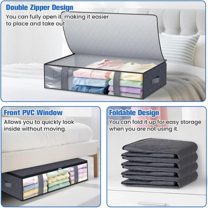 4-Pack Under Bed Storage Bags – Space-Saving Blanket, Shoe & Bedding Organizer for Bedroom Storage and Organization