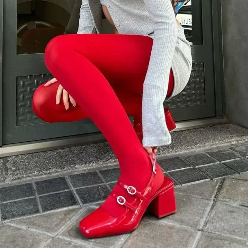 Talenza Women’s Super Elastic Tights – Slim Fit Plus Size Pantyhose Leggings for Spring, Autumn & Winter Wear (Red Sexy Style)