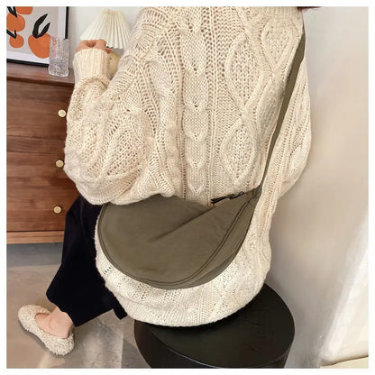 Upgraded Women's Messenger Bag – Simple Design Nylon Hobo, Small Vintage Shoulder Purse & Cloth Handbag