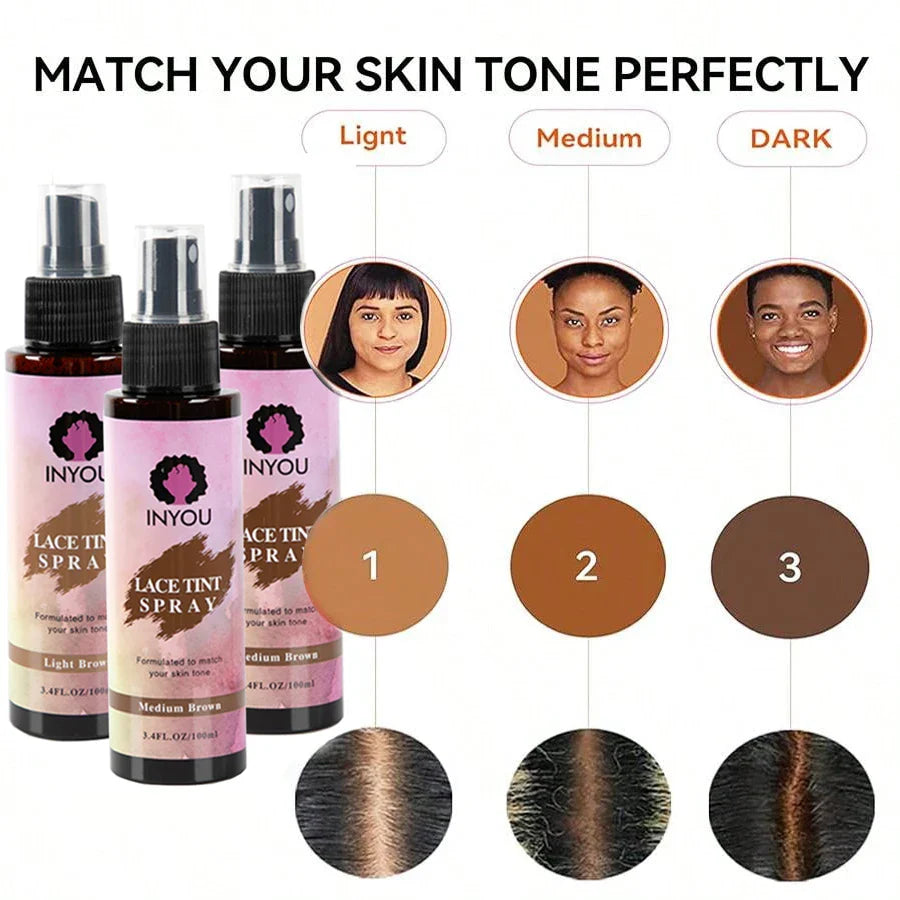 Waterproof Lace Tint Spray for Wigs – Melting Mousse Concealer for Lace Closure, Front Wigs, Toupees & Edge Control