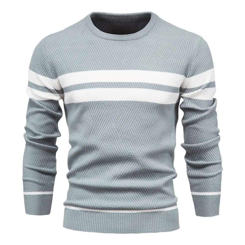 Men's Autumn Patchwork Sweater - O-Neck Long Sleeve Slim Fit Warm Casual Fashion Pullover Top