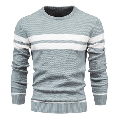 Men's Autumn Patchwork Sweater - O-Neck Long Sleeve Slim Fit Warm Casual Fashion Pullover Top