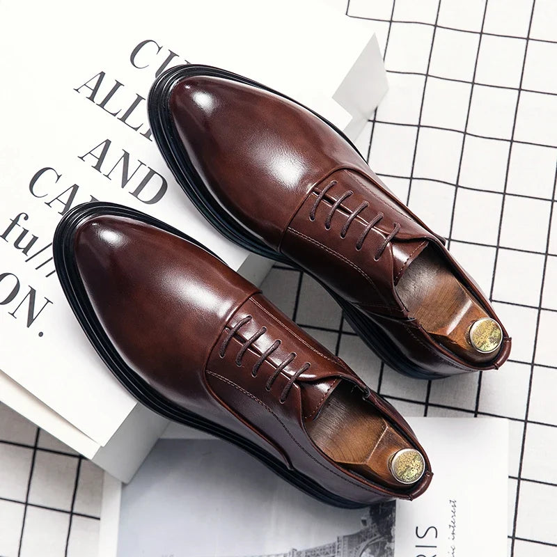 Men’s Classic Leather Oxford Shoes - Retro Casual Business, Office & Wedding Dress Shoes