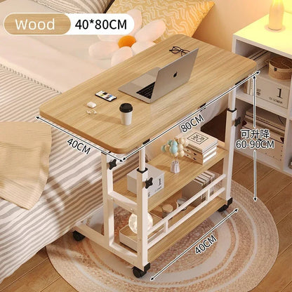 Adjustable Laptop Desk with Wheels – Portable Movable Bedside Computer Table for Bedroom, Office & Study