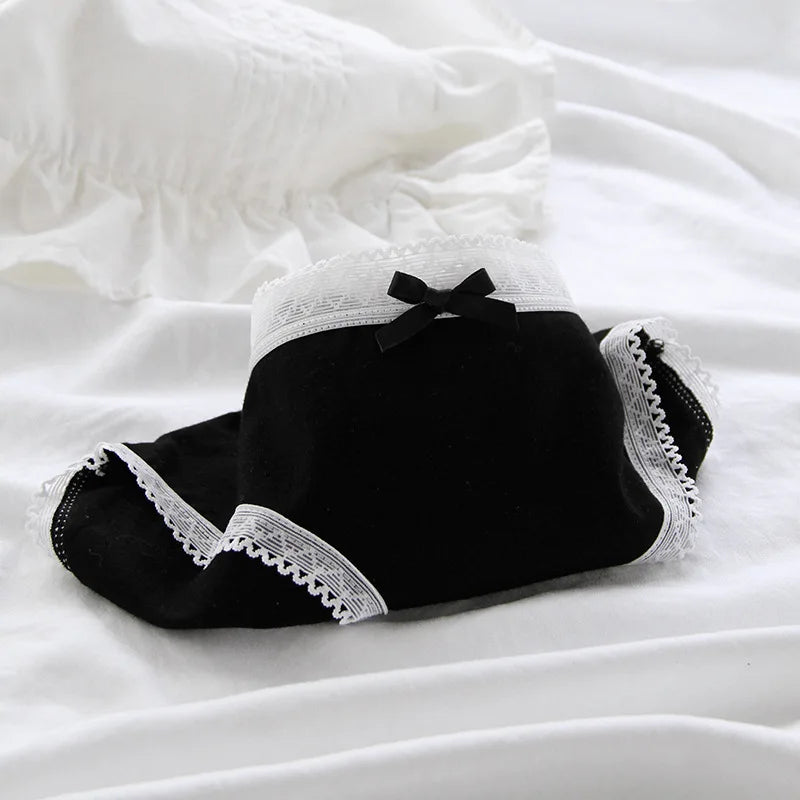 3 Pcs Women’s Cotton Panties Set - Seamless Soft Mid-Waist Black Briefs Skin-Friendly Female Lingerie Underwear