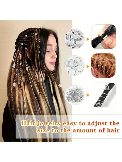 275Pcs Hair Jewelry Charms Set - Gold & Silver Alloy Braid Pendants with Rings for Dreadlocks, Braids & Hair Decorations