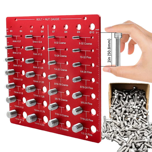 Nut & Bolt Thread Checker - 28 Standard Sizes Thread Identifier Gauge for Screws, Nuts & Bolts