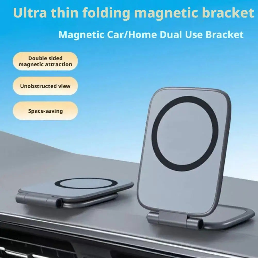 Magnetic Car Phone Holder - Foldable Anti-Shake Dashboard Mount for Navigation