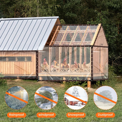 Clear Waterproof Tarp with Grommets – Heavy-Duty Transparent Cover for Patio, Henhouse, Porch, Plants & Camping Shelter