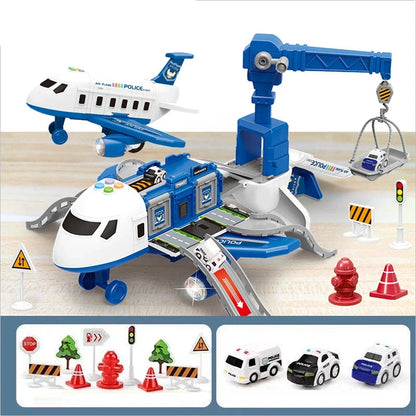 Deformation Music Simulation Aircraft Toy - Large Passenger Plane Inertia Track Vehicle for Kids Gift & Playtime