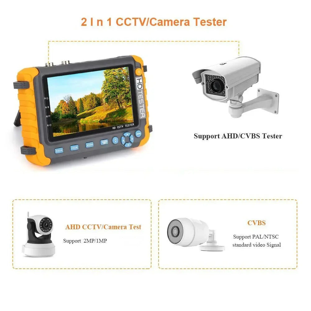 8MP CCTV Tester – 5-Inch Camera Monitor for AHD/CVI/TVI, 4K CVBS Analog, HDMI & VGA Input Mini CCTV Monitor