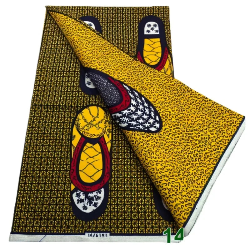 African Wax Print Fabric - High-Quality Cotton Ankara Gold Print Pagne for Wedding & Dress Sewing