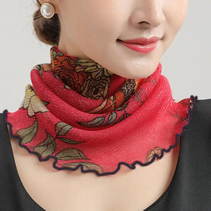 Spring Summer Chiffon Neck Scarf – Lightweight Multi-Function Anti-UV Sunscreen Face & Head Cover for Women