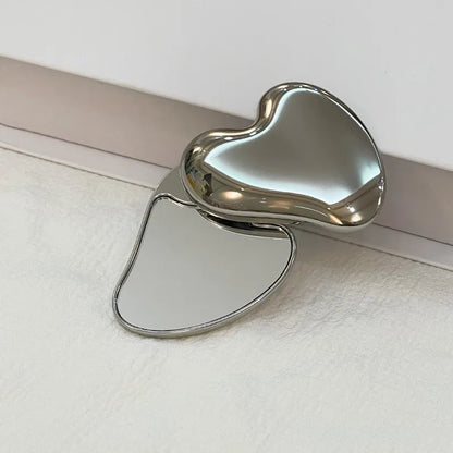 Elegant Heart-Shaped Makeup Mirror - Portable Mini Pocket Mirror for Purse & Travel