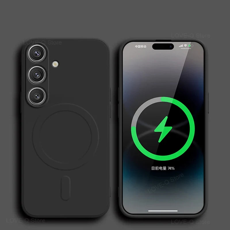 MagSafe Magnetic Silicone Case - Soft Wireless Charging Cover for Samsung Galaxy S26 S25 S24 S23 Ultra Plus FE