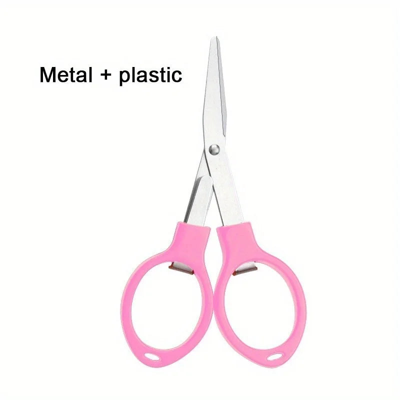Folding Stainless Steel Scissors - Portable Fishing Line Cutter Sewing Needlework and Stationery Multi-Tool