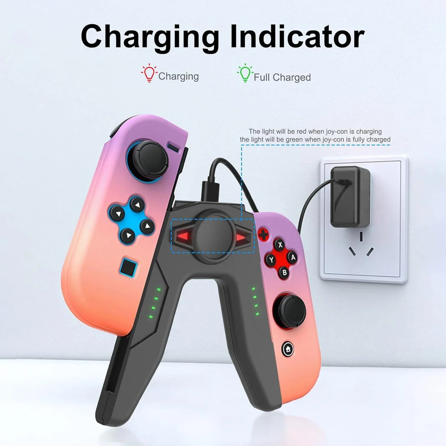 GAMINJA Joy-Con Controller Charging Bracket for Nintendo Switch – With Indicator Light for Switch JoyCon