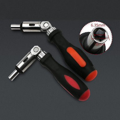 Multi-Function Ratchet Screwdriver – 0-180° Adjustable Angle, Left/Right Turn, 1/4 Inch Hex Interface