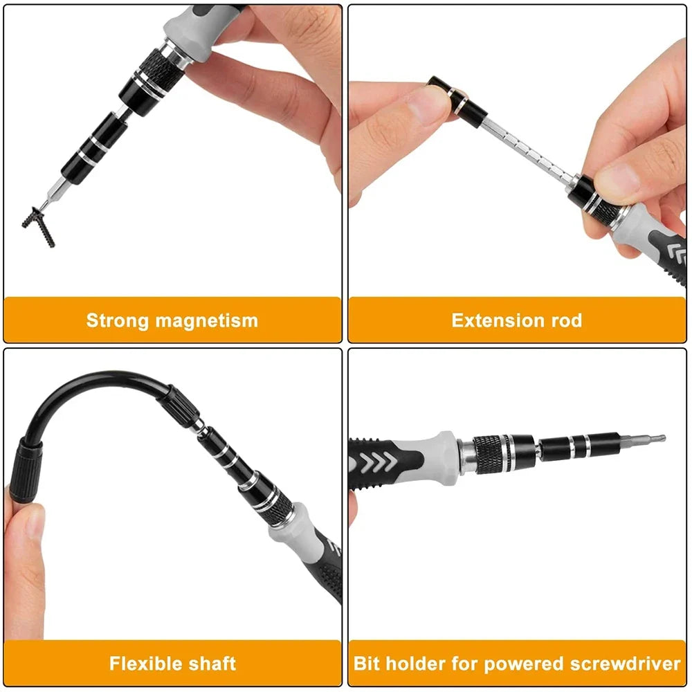 Precision Magnetic Screwdriver Set - Torx Hex Bit Kit for Mobile Phone Repair and Electronics Hand Tools