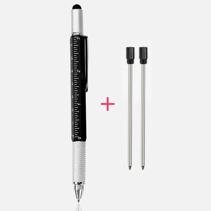 Luxury 6-in-1 Metal Ballpoint Pen — Multifunction with Ruler, Screwdriver, Touchscreen Stylus, and Spirit Level