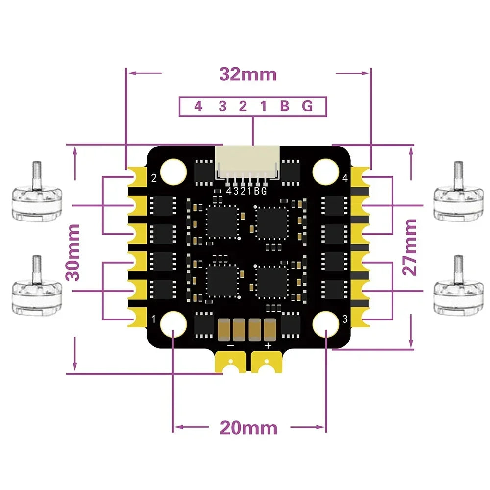 HAKRC 4-in-1 Blheli_S ESC — 15A/25A Dshot600 2-4S, 20x20mm for RC FPV Racing Drone