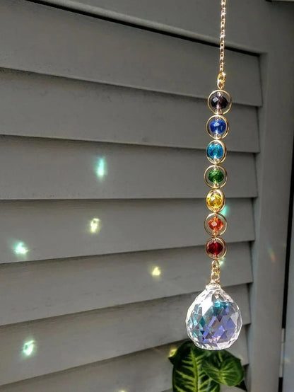 Crystal Suncatcher Mobile - Rainbow Prism Meditation Decor, Hanging Home Decoration & Fantasy Rainbow Maker