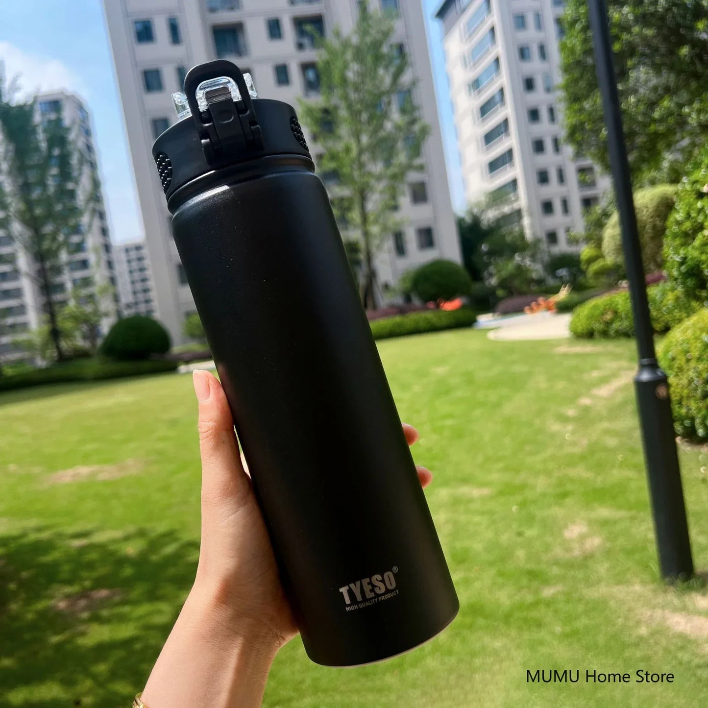TYESO Stainless Steel Thermos Bottle with Straw - 600ML/750ML Insulated Thermal Sports Water Bottle for Hot & Cold Drinks