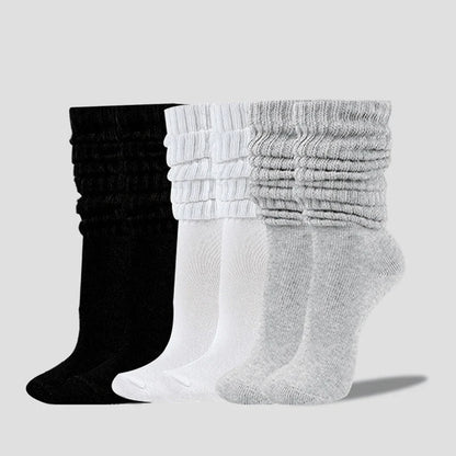 Women’s White Mid-Calf Socks - 3 Pairs Comfortable Breathable Basic Fashion Socks