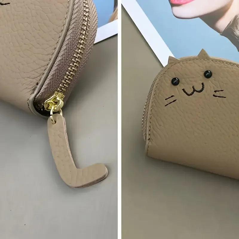 Cartoon Cat Wallet - Cute Faux Leather Multi-Card Coin Purse and ID Holder for Women