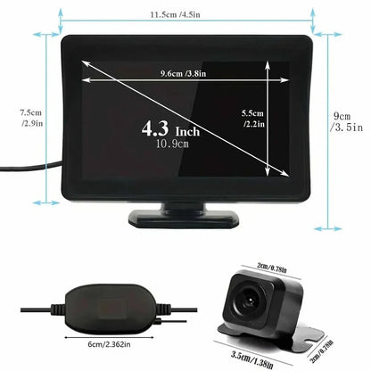 Wireless Car Reversing Backup Camera Kit – 4.3" Rear View Monitor for Vehicle Parking
