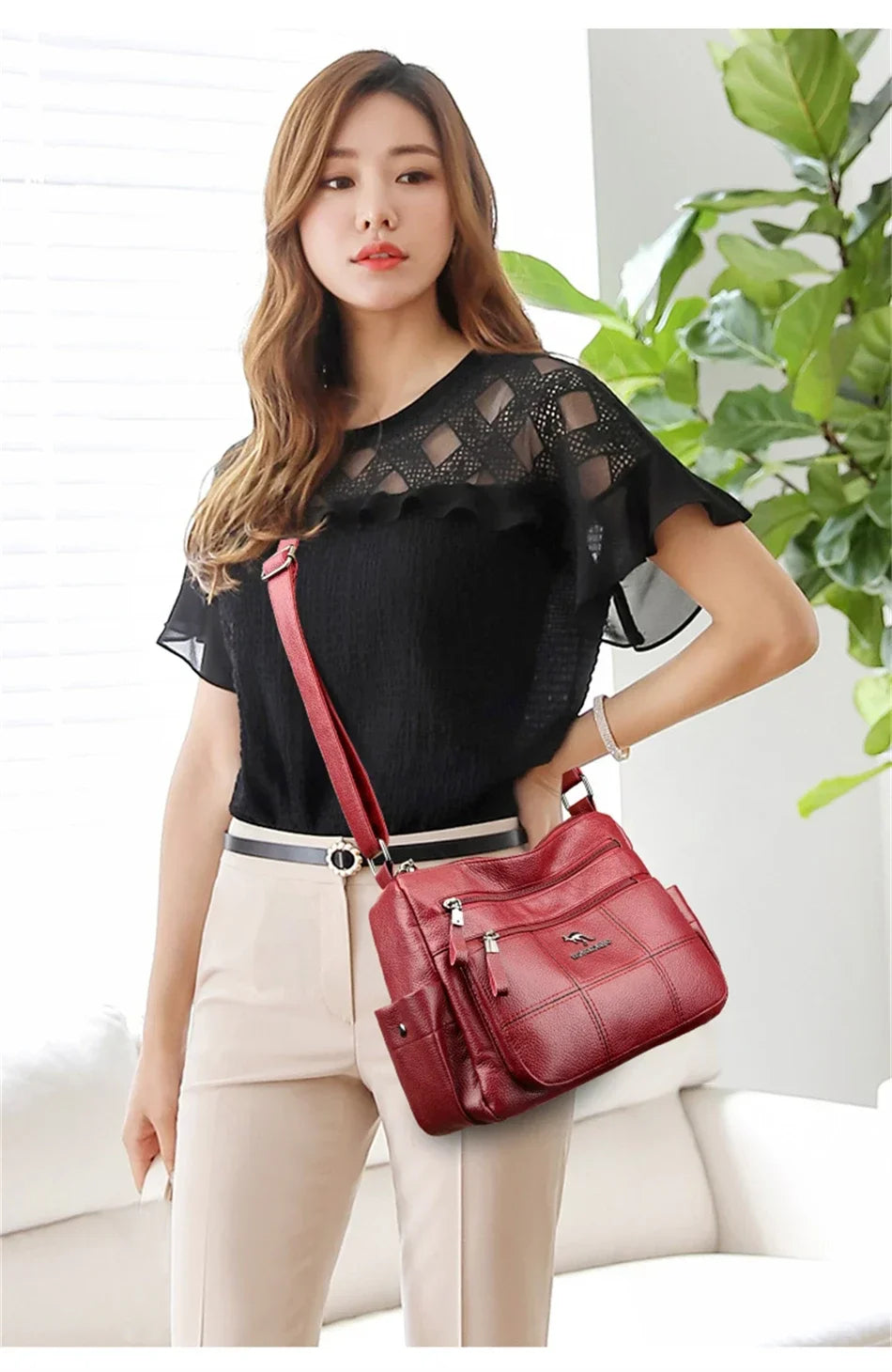 Luxury Women’s Leather Handbag – Large Capacity Shoulder & Crossbody Designer Bag