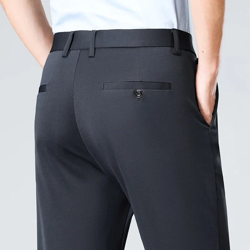 Men’s Slim Stretch Suit Pants - Summer Thin Business Formal Trousers for Office, Work & Plus Size Fit