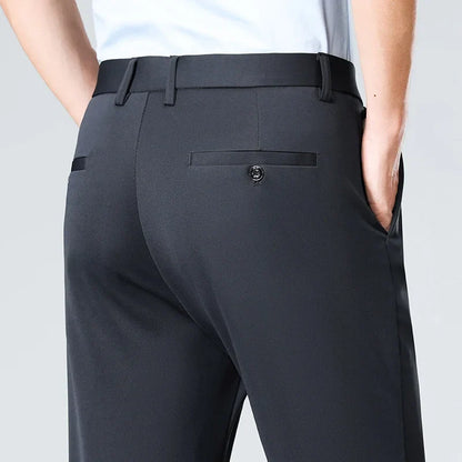 Men’s Slim Stretch Suit Pants - Summer Thin Business Formal Trousers for Office, Work & Plus Size Fit