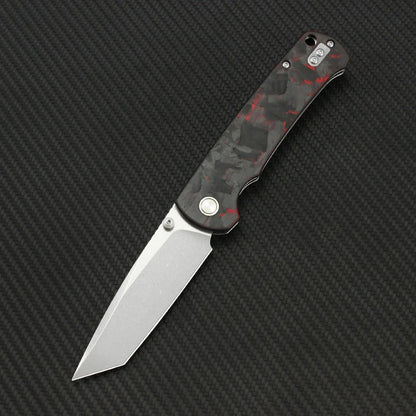 Tunafire 14C28N Steel Folding Tactical Knife – G10/Carbon Fiber Handle Flipper EDC Pocket Knife for Camping & Hunting