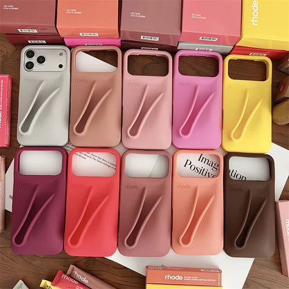 Rhode Lip Gloss iPhone Case - Silicone Protective Cover with Box Design for iPhone 17 Air 16 15 14 13 12 Pro Max Plus