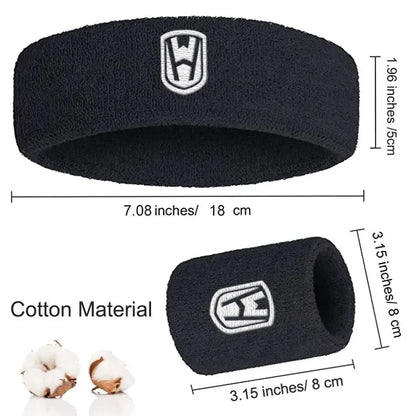 WOSWEIR Cotton Sports Headband - Elastic Sweatband for Basketball, Gym, Tennis & Fitness Activities