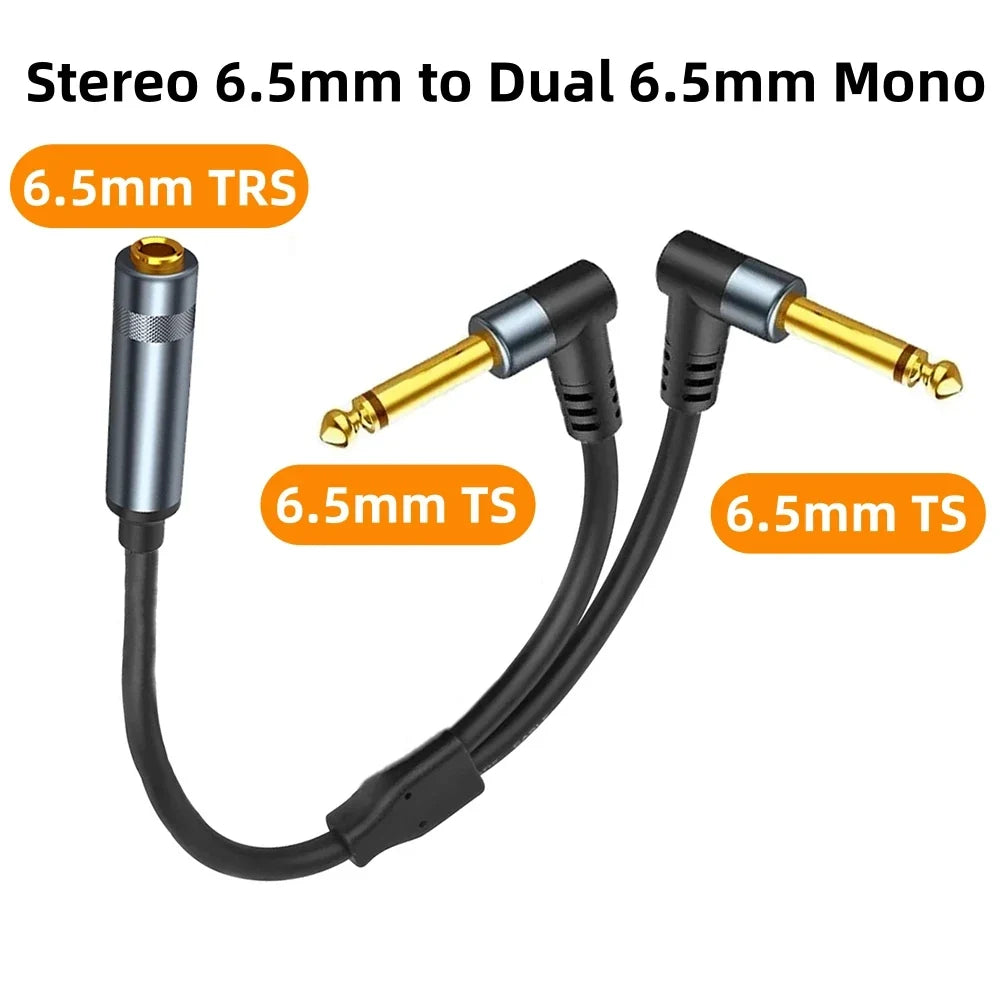 3.5mm to Dual 6.35mm Audio Splitter Cable - TRS Y Adapter for Amplifiers, Speakers & Mixers