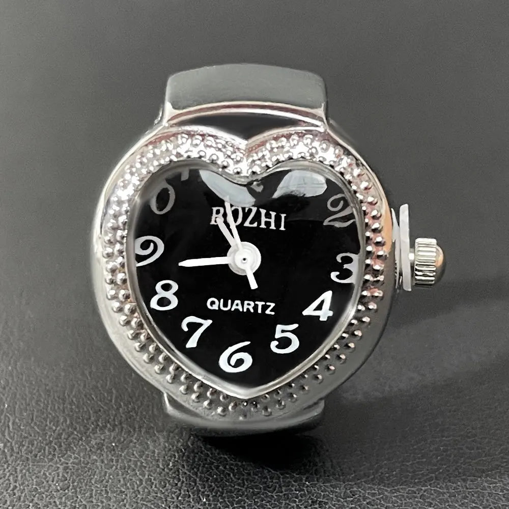 Arabic Digital Ring Watch - Alloy Shell Love Quartz Fashion Timepiece for Men & Women