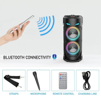 30W Portable Bluetooth Speaker - Big Power Stereo Bass Subwoofer with Microphone for Parties & Karaoke