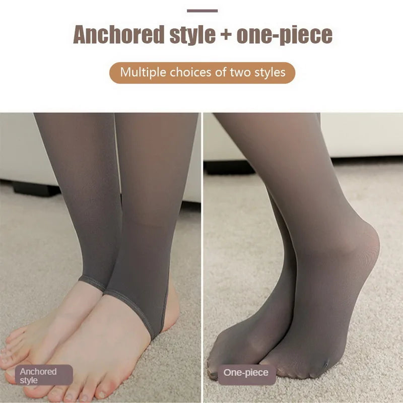 Woman's Thermal Fleece Tights: Sexy Winter Warm Pantyhose - Translucent Slim Thicken Tights with Elastic Velvet, Female