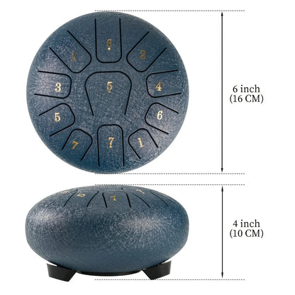 Miwayer 6" Steel Tongue Drum Gift Set — 11-Note Sound Healing Instrument with Tuning Kit for Yoga, Meditation & Anxiety Relief