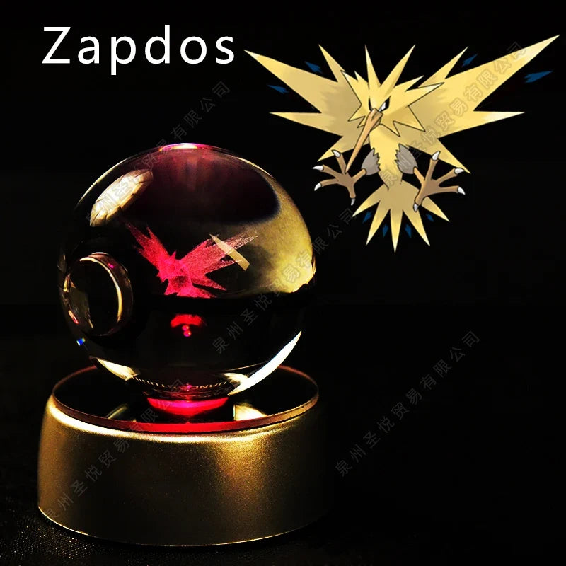 Pokémon Crystal Ball Night Light - 3D Pikachu Gengar Mewtwo Glass Lamp Statue Kids Birthday Gift