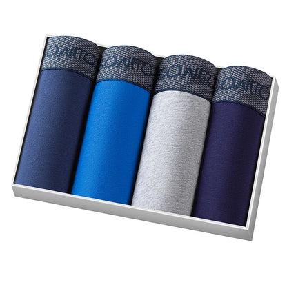 4pcs Men Cotton Boxer Shorts - Soft Comfortable Male Underwear Briefs Couple Boxers Set