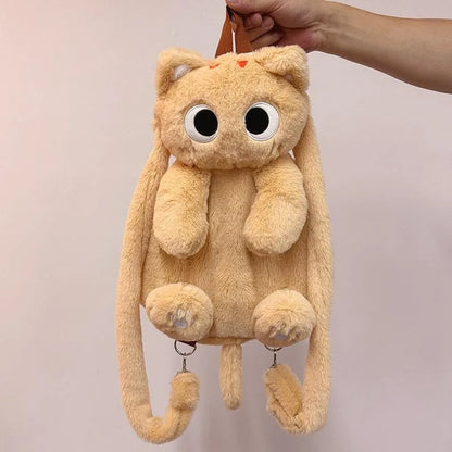 Black Cat Plush Backpack – Kawaii Kitten Doll Shoulder Bag with Large Capacity & Soft Toy Design