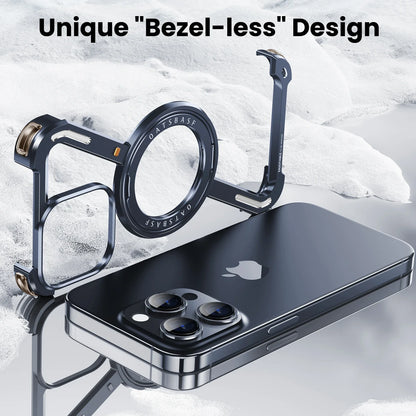 Oatsbasf Z-Shape Metal Phone Case for iPhone 15/16 Pro Max | Shockproof Cover with 360° Rotating Holder