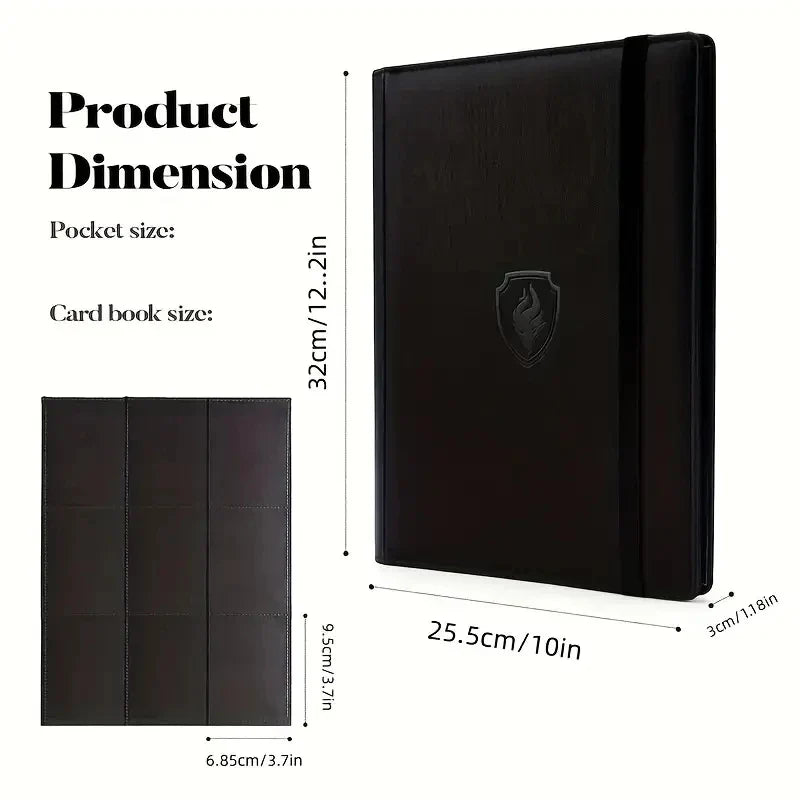9-Pocket Card Binder – 360 Trading Card Holder Book with Premium PU Cover, Zip Binder for Cards, Durable Side Loading