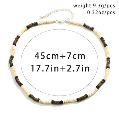 Men’s Summer Beach Wooden Bead Necklace – Handmade Tribal Surfer Jewelry with Geometric Steampunk Design