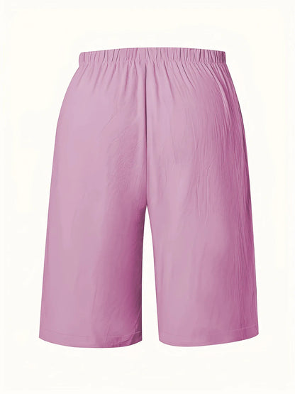 Women's 5-Inch Bermuda Shorts - High Waist Loose Fit Casual Summer Solid Color Shorts