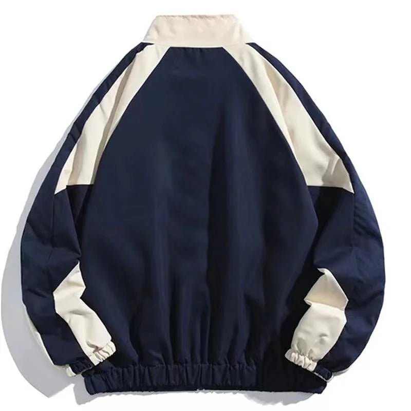 Hip Hop Varsity Jacket for Men - High Street Patchwork Color Block Windbreaker Spring Autumn College Coat